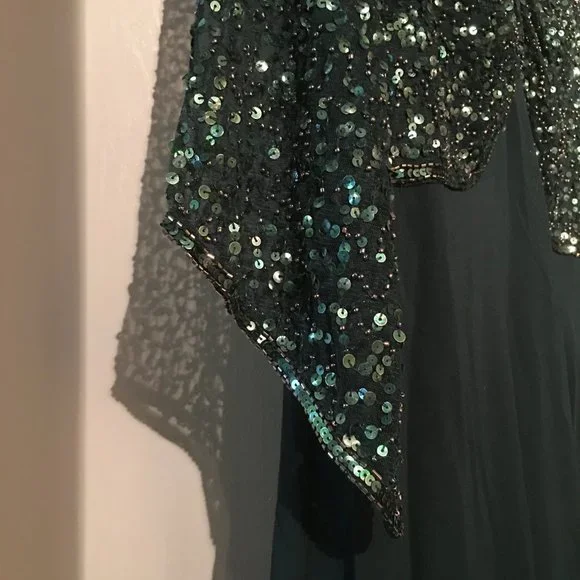 J KARA 3/4 Sleeve V-Neck Beaded Top Long Gown  NEW WITH TAGS! - Picture 11 of 16